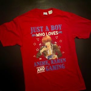 NWT “Just a boy who loves anime, ramen & gaming” size M